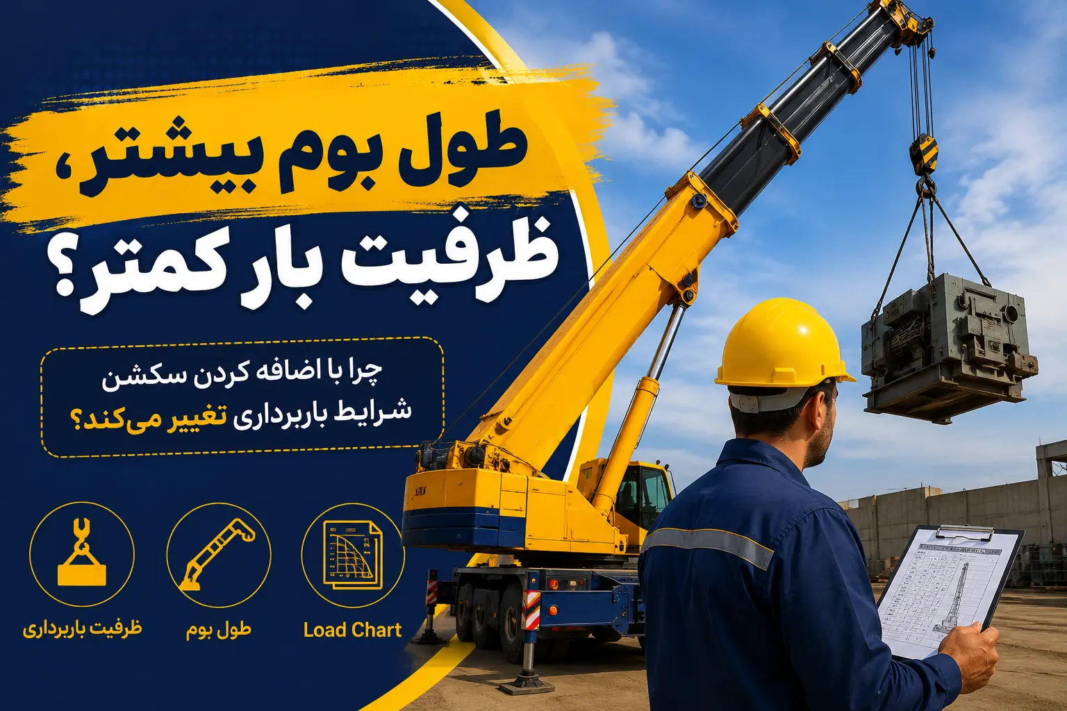افزایش طول بوم جرثقیل و تأثیر آن بر ظرفیت باربرداری